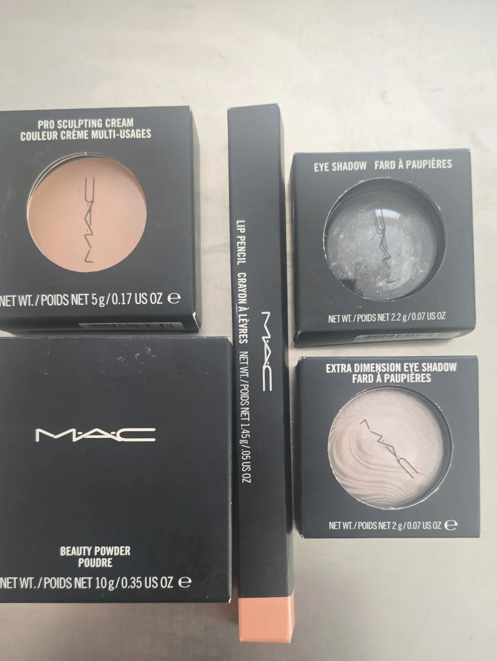 MAC Cosmetics Bundle-2 Eyeshadows, Lipliner, Beauty Powder, Pro Sculpting Cream